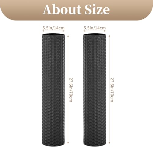 Sziqiqi Black Tall Floor Vase: 27.6in Metal Modern Cylinder Floor Vases for Fireplace with Honeycomb Texture - Set of 2 Large Decorative Vase Home Decor for Living Room Bedroom Home Corner Indoor - color: Black