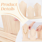 PH PandaHall Wood Necklace Display Stands with 3-Row Holder and 3 Removable Displays Wood Plank Necklace Storage Holder Bust Easel Jewelry Display for Necklaces, Rings Storage, Blanched Almond