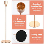 6pcs Candlestick Holders, Metal Taper Candle Holder Bulk Rose Gold Tall Candlestick Holders Taper Candle Holder for Table Centerpieces Candlesticks for Wedding Christmas Party-3size