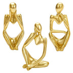 3PCS Gold Thinker Statues Home Decor, Resin Abstract Trendy Art Sculpture, Modern Aesthetic Collectible Figurines Display for Home Office Bedrooms Shelf Table Desktop Decoration