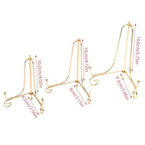 Gold Iron Display Stand Craft Bracket Book Holder Photo Pedestal Bowl Dish Frame Picture Plate Rack Easel Storage Decoration（6in） - size: Large