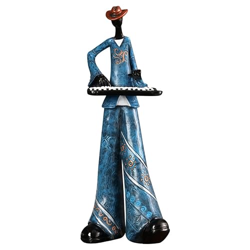 Vintage jazz band decorative sculpture,western band sculpture,creative musician decoration,abstract figure ornaments,suitable for living room,wine cooler,bookshelf,entryway,etc. (keyboard player) - color: Keyboard Musician Figures