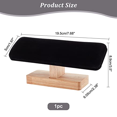 NBEADS Wooden Watch Display Stand, Black Velvet T-Bar Bracelet Holder Jewelry Organizer Stand Removable Bangle Pendants Anklet Tower Rack for Home Use, Retail Display Selling, 7.6x1.9x3.5 - color: Black Velvet