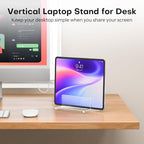 OMOTON Vertical Laptop Stand for Desk, Acrylic Laptop Holder Desktop Clear Adjustable Dock for MacBook Pro Air, HP, All Gaming Laptops up to 17” (Clear, Single Slot) - size: Single-Clear