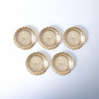 Shubhkart Solid Brass Decorative Nakshi Plate Set for Puja, Decoration & Diwali Gifting (Small 7 cm, Pack of 5, Solid Brass) - size: Small (Pack of 5)