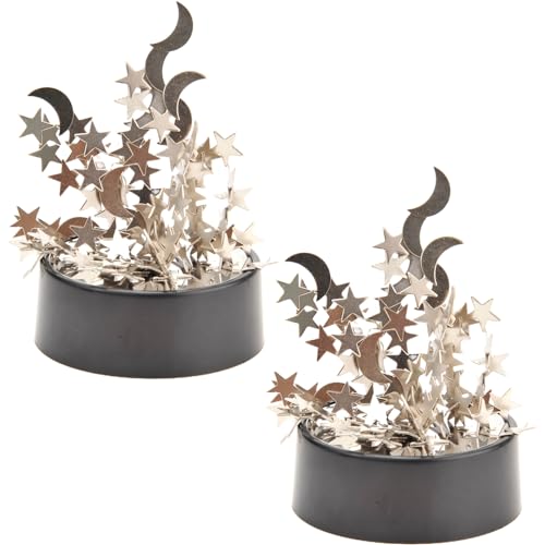 PowerTRC Magnetic Desktop Sculpture (Moons and Stars) | Mini Magnetic Art Decoration for Desktop | Fun Stress Relief Office Gift (2 Packs) - style: 2 Sets