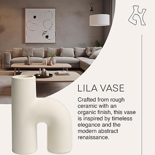 Lila Abstract Sculptural Decorative Modern Vase, White
