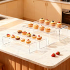 Acrylic Display Riser Stand of 4pcs, 5mm Thickness, 12'' Length Tierd Display Stands, Acrylic Shelf Risers for Perfume Display,Risers for Buffet Table,Cupcake Stand,Pop Figurines,Tumbler,Food - size: 4PCS