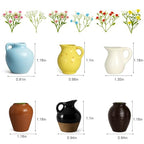 6Pcs Mini Vase Magnets for Fridge - 3D Plant Ceramic Vase Magnets with Flowers, Tiny Cute Magnetic Vases for Refrigerator Kitchen Locker Office Decoration