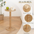 Fultyle Small Side Table, Drink Table for Small Spaces, Modern Martini Table with Solid Wood Leg, Round End Tables Living Room for Bedroom and Office (Rustic Walnut) - color: Rustic Walnut