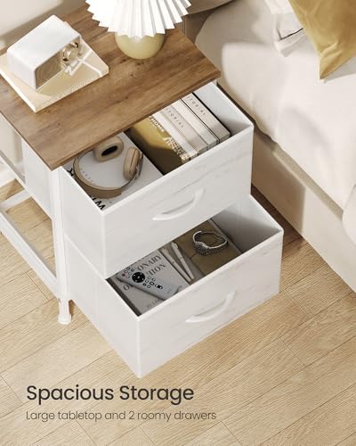 SONGMICS BELLAH Collection - Dresser for Bedroom, Chest of Drawers, Nightstand, 2 Drawers, Storage Organizer Unit, Closet, Entryway, Farmhouse, Rustic White and Honey Brown ULGS312WJ02S - color: Rustic White + Honey Brown, size: 1 Pack