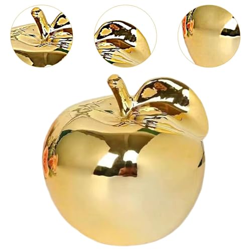 Fenteer Fruit Sculpture Desktop Statue Delicate Ideal Gifts Artistic Ornament Ceramic Figurine for Rooms Porches Desktops Homes Cafes, Golden, M - color: Golden, size: Medium