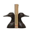 Creative Co-Op Decorative Distressed Cast Metal Duck Head Bookends, Black, Set of 2
