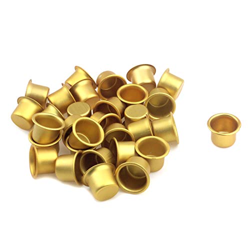Coshar 30Pcs Candle Holders 3/4" Candlestick Holders Cups Candle Drip Protectors Empty Case for 3/4" Dia. Candle Making, 27x18mm, Copper Gold Color - size: 27x18mm(Gold)