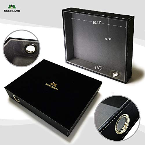 Valet Tray with Charging Station - PU Leather Nightstand Organizer for Men and Women, Desk Catchall Tray for Keys, Jewelry
