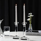kitCom Crystal Candle Holders Set of 2, 8.27" Tall Crystal Candlestick Holders, Candlestick Holders Taper Candle Holders for Table Wedding Housewarming Gifts Decor - size: 8"