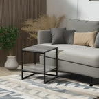 Furinno FM19122GYW Camnus Modern Living 2-Tier End Table, French Oak Grey, 15.9 in x 15.75 in x 18 in - color: French Oak Grey, size: 2 Tiers, Metal Frame