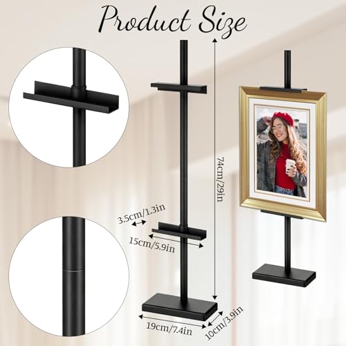 Adjustable Tabletop Stand for Frames, Stand Table Easels for Display Up to 28" H, Metal Picture Frame Holder Stands for Photo Picture Frame Artwork(Black)
