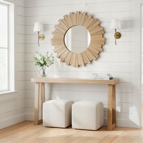 Plank+Beam Solid Wood Console Table, 56 Inch, Sofa Table, Narrow Entryway Table for Hallway, Behind The Couch, Living Room, Foyer, Easy Assembly, Blonde - color: Blonde, size: 56" Console Table