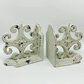 Decorative Bookends, Cast Iron Book Ends for Shelves, Set of 2 Heavy Duty Bookend Supports Book End Book Holder (Antique White)