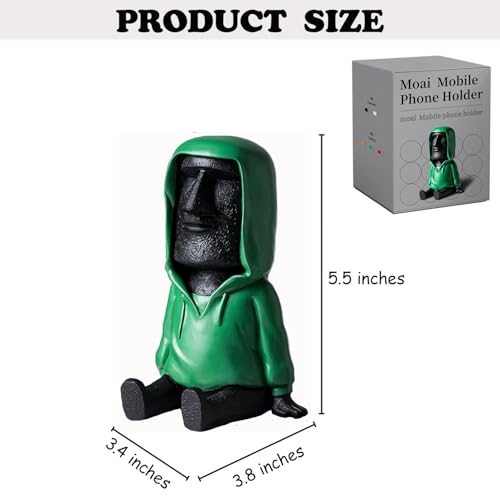 Easter Island Moai Statue Decor,Resin Imitation Stone Statue Figurine Sculpture,Pen Holder, Mobile Phone Holder,Decor Desktop,Bookshelf,Tabletop,Black (Black) - color: Black