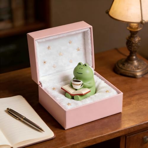 Miniature Frog Figurines，Cute and Leisurely Frog Shape，Creative Desk Home Decoration, Suitable for Frog Lovers, Bookshelf Gift