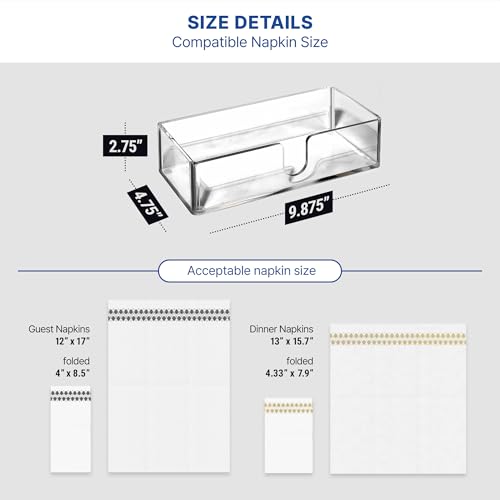 Acrylic Paper Towel Holder for Bathroom or Kitchen – Clear Countertop Dispenser for Trifold, Multifold, C-Fold Napkins, Disposable Hand Towels, Modern Napkin Tray, 9.85 x 4.75 x 2.75 Inch - color: Z - Acrylic Small, size: Guest Towel Holder