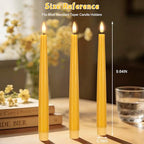 Yellow Flameless Taper Candles with Remote, 9.6 Inches Real Wax Battery Operated Candles, 3 Pack Flickering LED Candlesticks, Tall Taper Fake Candles for Home, Wedding, Party - color: Yellow
