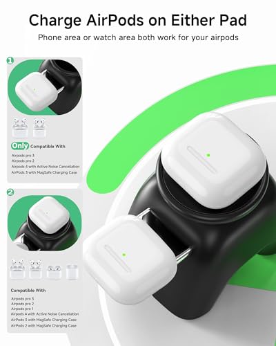2026 Magnetic Wireless Charging Station, 15W Ultra-Fast Charger Stand for iPhone 17 16 15 14 13 12 Pro Max, 5W for Apple Watch&Airpods, 2-in-1 Foldable Charger for Home/Office/Travel(with 30W Adapter) - color: Black