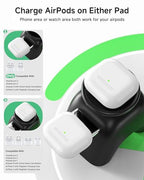 2026 Magnetic Wireless Charging Station, 15W Ultra-Fast Charger Stand for iPhone 17 16 15 14 13 12 Pro Max, 5W for Apple Watch&Airpods, 2-in-1 Foldable Charger for Home/Office/Travel(with 30W Adapter) - color: Black