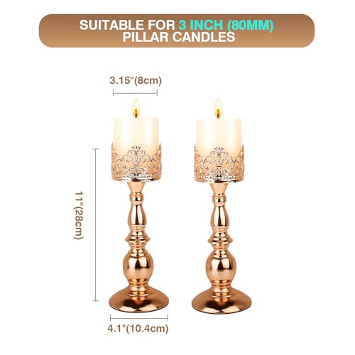 Candle Holders for Pillar Candles Gothic Gold Vintage Tall Candle Holders Set of 2 Decorative Large Table Centerpieces Candle Stand Decor (Gold 2PCS A) - color: Gold 2pcs a