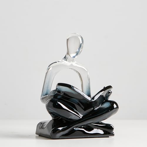 XINXUAN Resin Abstract Sculpture, Meditation & Reading Posture, Modern Home Decor Decor for Desk/Shelf, Art Figurine (Think - Gold Foil Color) (Reading - Grey Gradient) - color: Reading - Grey Gradient