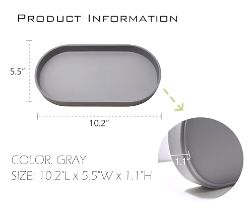 Gray Small Tray (10 inch), 3 Pack Oval Tray for Kitchen Counter, Bathtub Bathroom Vanity Items, Countertop Organizer, Coffee Accessory, Bar, Serving Seasoning, Salt and Pepper, Soap, Perfume. - color: Gray-3 Tray, size: 10.2" x 5.5" x 1.1"