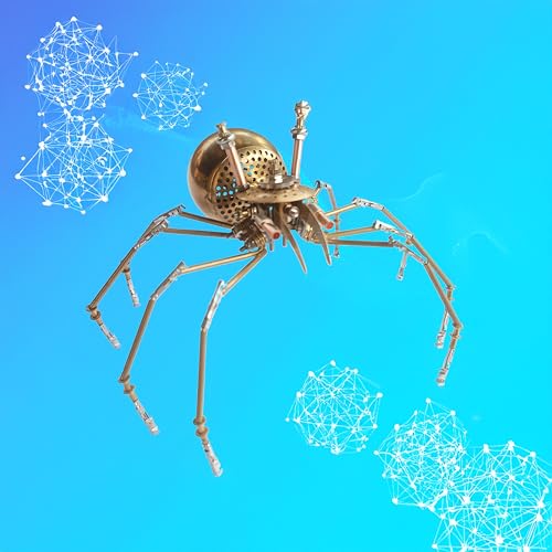 Steampunk Golden Spider Metal Model Kit for Adults – DIY 3D Mechanical Brass Insect Puzzle, Retro Industrial Art Sculpture Craft for Home Office Decoration & Collectors Gift (Golden Spiders) - style: Golden Spiders