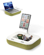 Viozon Kindle Pillow Stand Holder, Phone Holder for Bed, Laptop Lap Desk with Mouse Pad,Compatible with 4.7-13" Kindle/Tablet/Phone,10-15" Laptop, Snack Bowl&Cup Attachment&Detachable 360° Stand Arm - color: Green