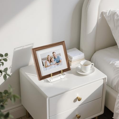Acrylic Easel Display Stand, Clear Table Easel Picture Frame Holder with Adjustable Tilt, Perfect for Phones, Art, Weddings, Office & Home Décor, Gold-1P
