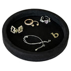 COLLECTIVE HOME - Velvet Jewelry Tray, 6" Monogrammed Jewelry Dish, Smooth Velour Display Dish for Rings, Earrings, Necklaces, Makeup, Personalized Gifts for Women (Black-b) - color: Black-b