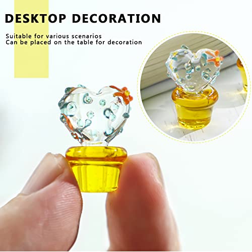 H&D HYALINE & DORA 5PCS Handmade Blown Glass Art Cactus Crystal Miniature Cute Cactus Figurines Home Office Desk Tabletop Simulation Plants Decorations Car Inner Ornaments - color: Cactus 3*