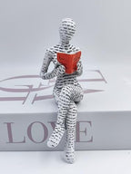 Pulp Reading Women Figurine, Reading Statues for Home Decor, Thinker Statue Decor Modern Figurines Abstract Sculpture for Home Decoration Living Room Office Bookshelf Shelf Table (B) - style: B