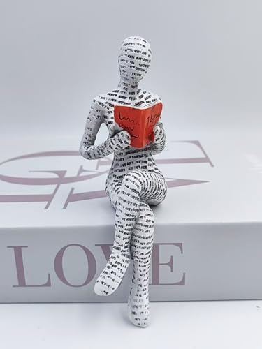 Pulp Reading Women Figurine, Reading Statues for Home Decor, Thinker Statue Decor Modern Figurines Abstract Sculpture for Home Decoration Living Room Office Bookshelf Shelf Table (B) - style: B