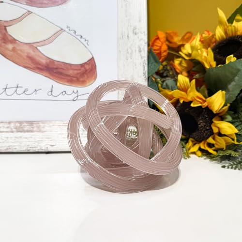 Glass Knot Teal Orbit Ball - 6 Inch Hand Blown Infinity Sculpture Decor Glass Orbit Home Decor Table Decoration Interio Art - color: Pink, size: 6" Diameter