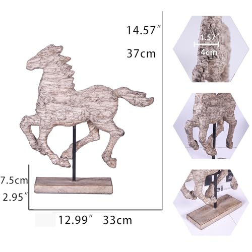 Dynamic Running Horse Resin Sculpture | 14.57 inch Handmade Resin Art Statue for Modern Home Decoration