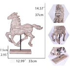 Dynamic Running Horse Resin Sculpture | 14.57 inch Handmade Resin Art Statue for Modern Home Decoration
