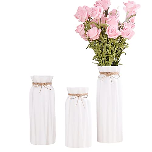 White Ceramic Vase-Flower Vase Dried Flower Vase for Modern Home Decor, Fit for Foyer Living Room Fireplace Bedroom Kitchen,Decent Gift, 8.27" H