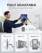 HUANUO Single Monitor Mount, 13 to 32 Inch Gas Spring Monitor Arm, Adjustable Stand, Vesa Mount with Clamp and Grommet Base - Fits 4.4 to 19.8lbs LCD Computer Monitors - color: White