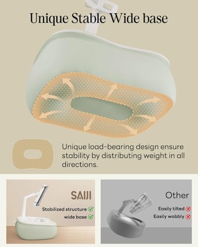 SAIJI Tablet Pillow Stand for Bed, Stable iPad Holder with Food-Grade Snack Bowl, Adjustable Kindle Pillow Stand for Reading, Suit for 4.7-15.6" Kindle,iPad,iPhone,Tablet,Green - color: Green