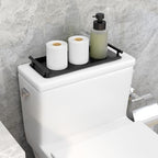 FEILERN Toilet Paper Basket, Stainless Steel Toilet Tank Tray with Handle for Organizing - Toilet Paper Basket Storage for Toilet Tank, Bathroom, Kitchen Counter (Black)
