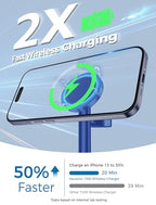 Hevanto 2026 3 in 1 Wireless Charging Station for Apple MagSafe Charger, 15W Fast Magnetic Mag-Safe Charger Stand for iPhone 17 16 15 14 13 12 Apple Watch AirPods with MagSafe Case, Blue - color: Blue