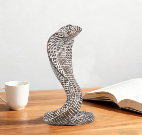 King Cobra Snake Statue Sculpture, Animal Figure Collectible Gifts for Snake Lover Office Home Decor Desk Decoration Garden Yard Figurines Outdoor Decor, White Color - color: White