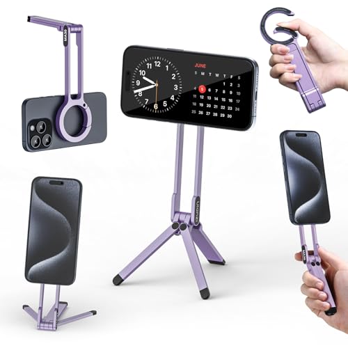 ULANZI MA30 Magnetic Phone Tripod Stand for iPhone, Aluminium Maglock Smartphone Mini Tripod Pocket Cell Phone Stand Strong Magnet Compatible with iPhone 17 16 15 14 13 12 Series, Lavender - color: Lavender